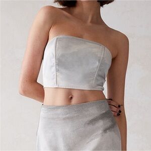 🆕 The Met x PacSun | Satin Corset Crop Top in Green/Grey Size Large